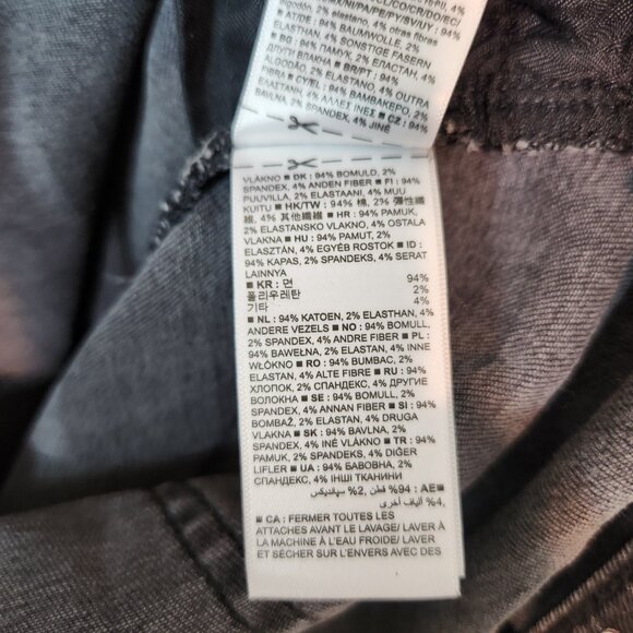 Gap True Skinny Mid Rise Black Jeans Button Zipper Raw Hem Pant Legs Size 34/18R - Picture 13 of 13